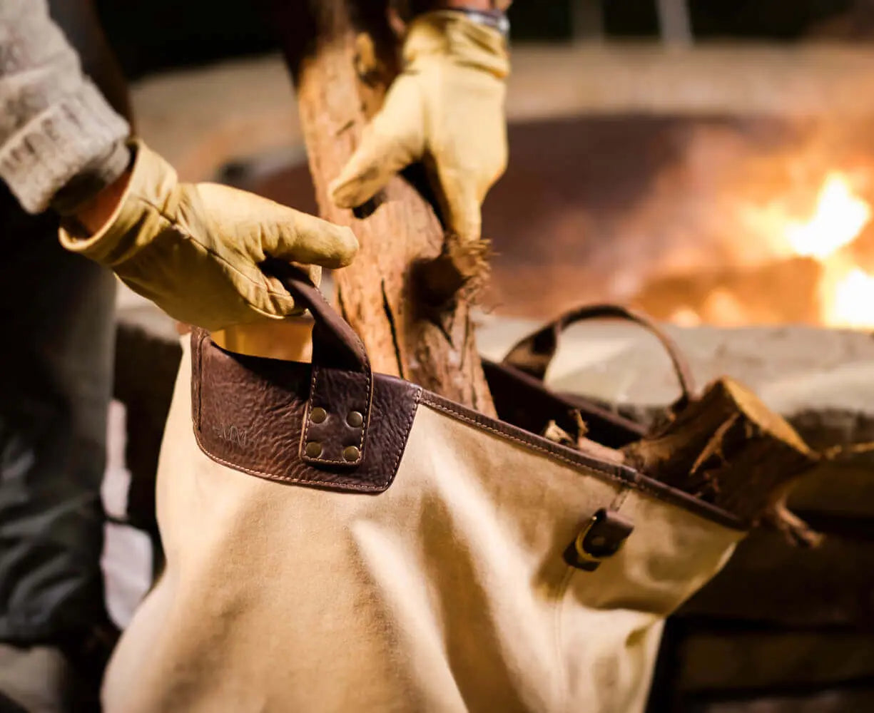 Heritage Waxed Canvas Original Ice Block Tote Bag by Mission Mercantile Leather Goods, handmade leather goods detail photo 2