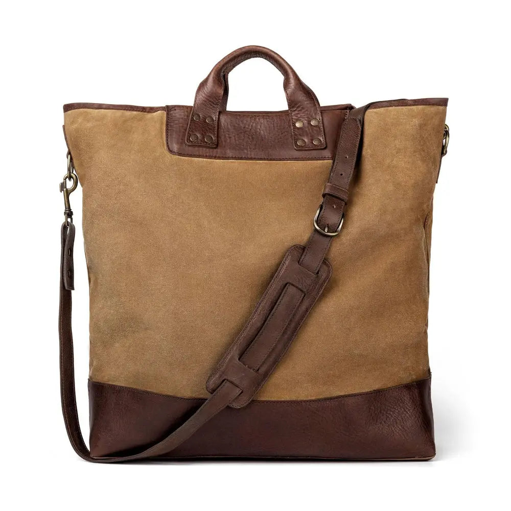 Heritage Waxed Canvas Original Ice Block Tote Bag by Mission Mercantile Leather Goods, handmade leather goods detail photo 4