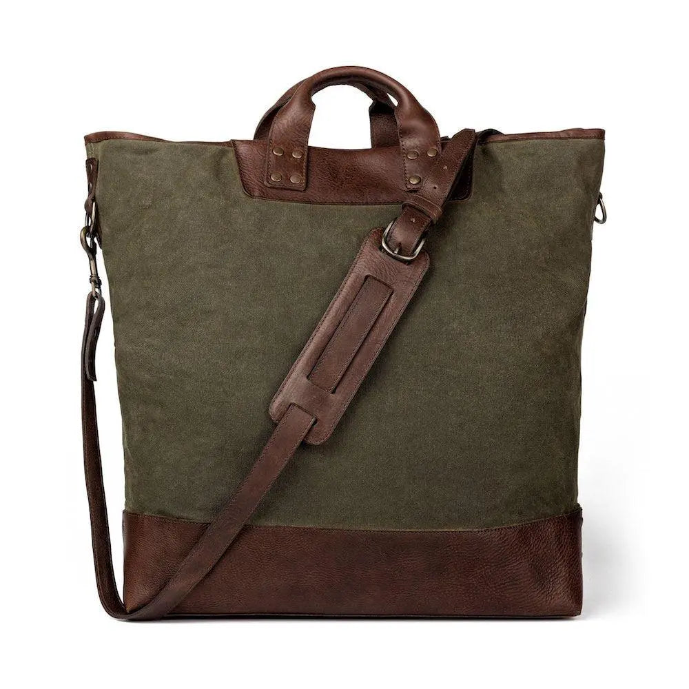 Heritage Waxed Canvas Original Ice Block Tote Bag by Mission Mercantile Leather Goods, handmade leather goods detail photo 10