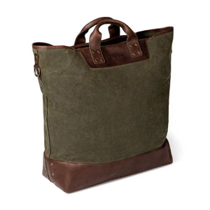 Heritage Waxed Canvas Original Ice Block Tote Bag by Mission Mercantile Leather Goods, handmade leather goods detail photo 12