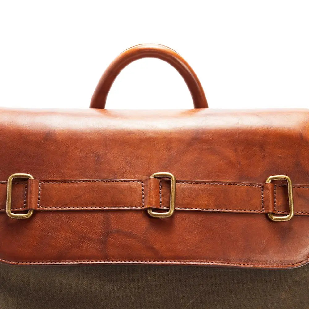 Heritage Waxed Canvas Steamer Backpack No. 2 by Mission Mercantile Leather Goods, Southern food gift detail photo 9