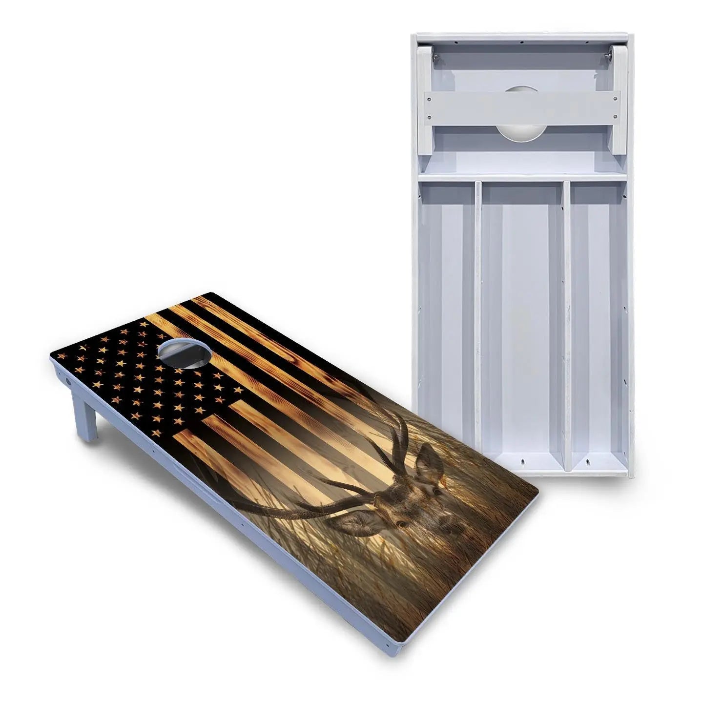 Hidden Deer & Fish Cornhole Boards - All Weather Series by Cornhole Solutions, custom cornhole board main product photo