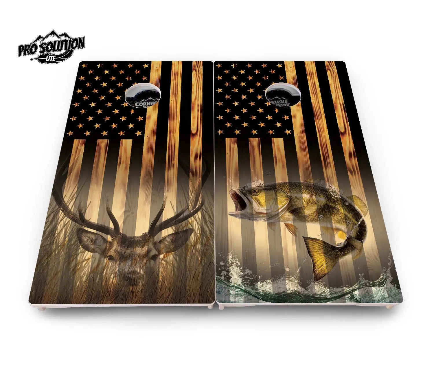 Hidden Deer & Fish Flag Cornhole Boards - Pro Solution Lite Series by Cornhole Solutions, custom cornhole board detail photo 2