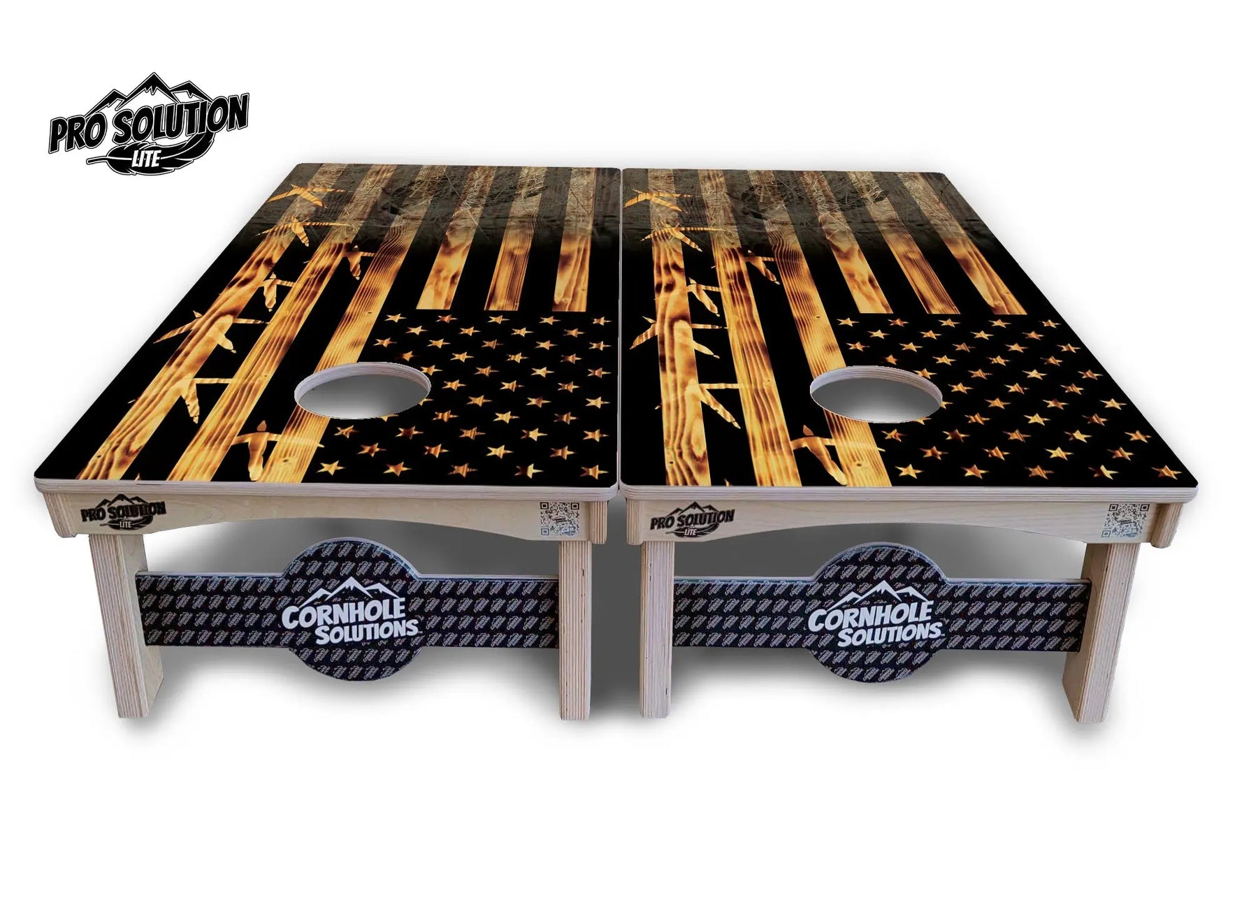 Hidden Turkey Burnt Flag Cornhole Boards - Pro Solution Lite Series Cornhole Solutions