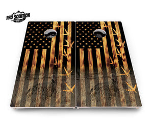 Hidden Turkey Burnt Flag Cornhole Boards - Pro Solution Lite Series Cornhole Solutions