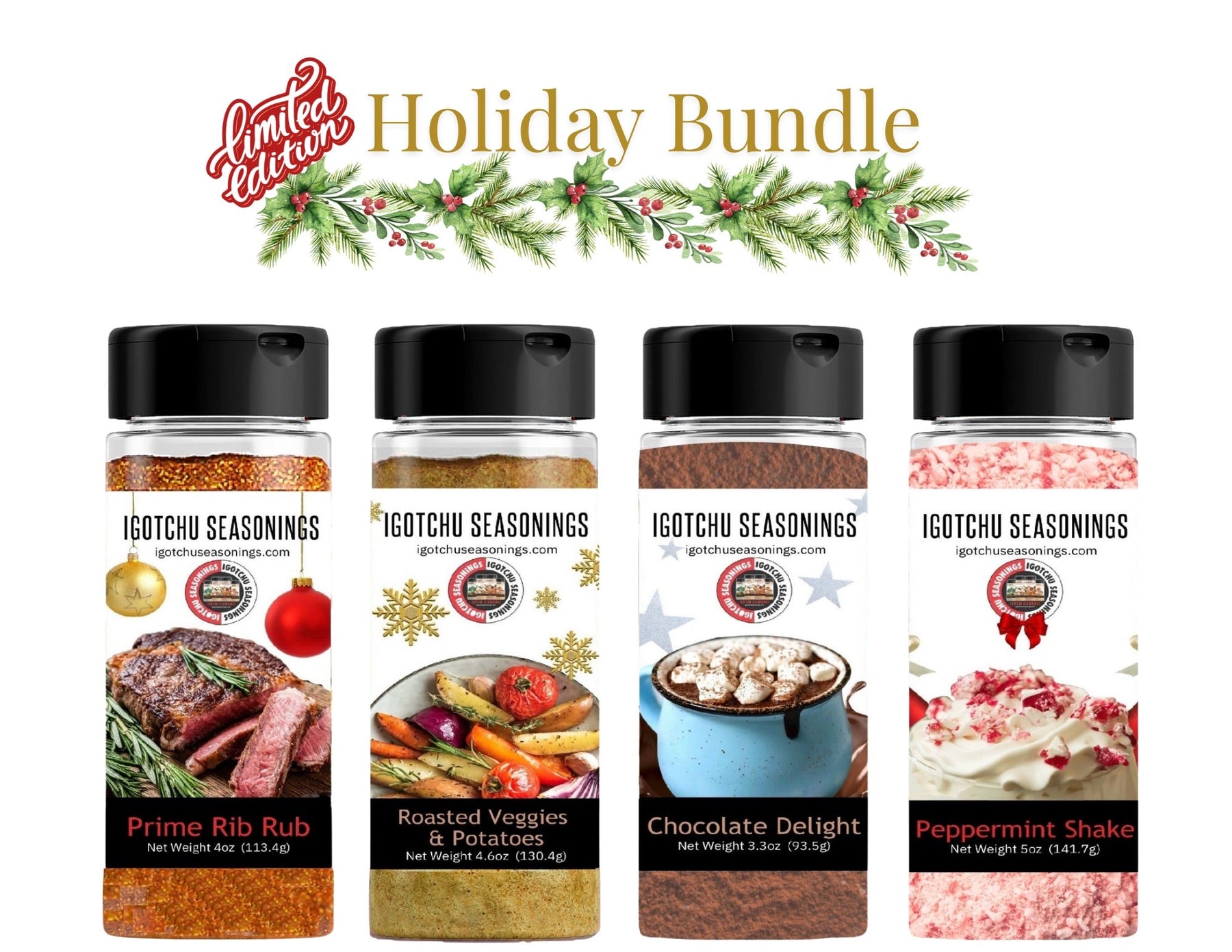 Holiday 5.5 oz Bundle Limited Edition by Igotchu Seasonings, Southern food gift main product photo