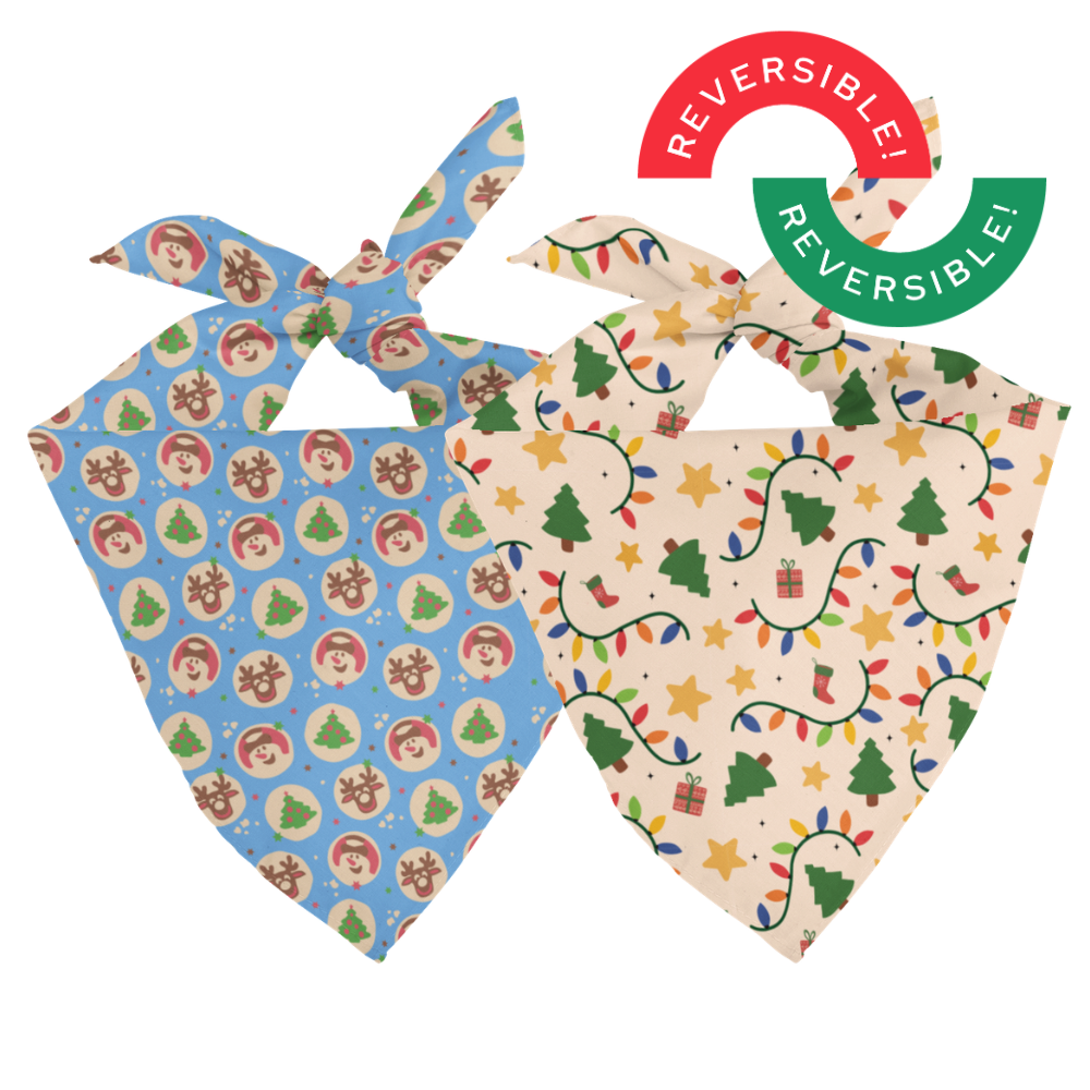 Holiday Cookie Christmas Reversible Dog Bandana by Dog Bandana Co., product view 2