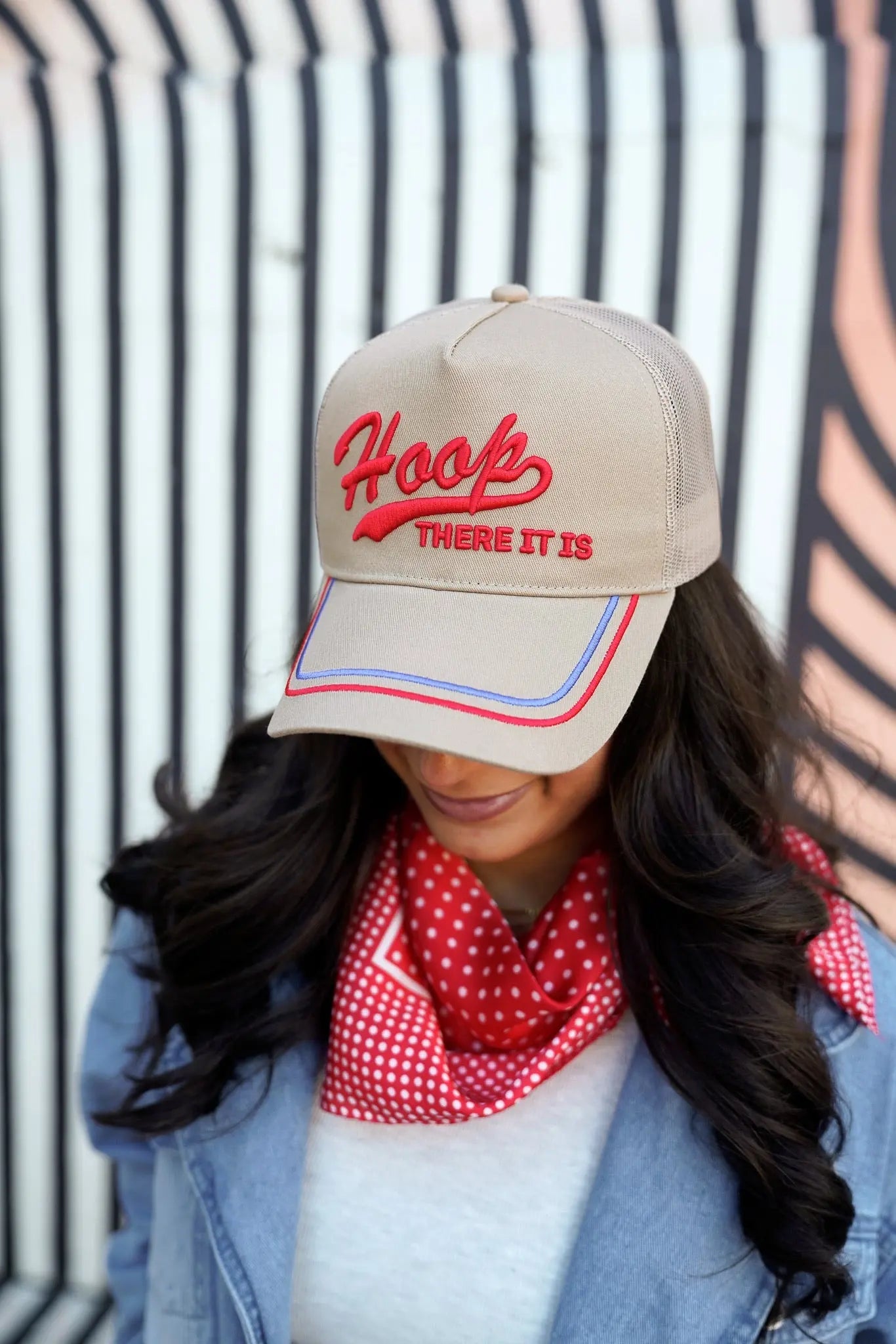 Hoop there it is - Tan Vintage Trucker Hat by KenzKustomz, Southern lifestyle apparel detail photo 2