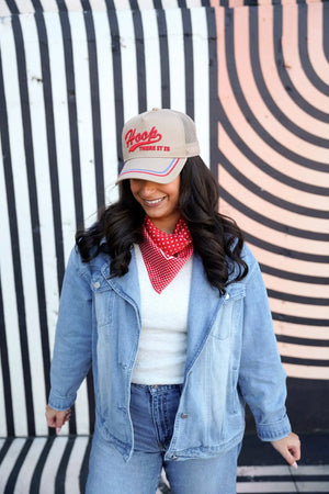 Hoop there it is - Tan Vintage Trucker Hat by KenzKustomz, Southern lifestyle apparel detail photo 4