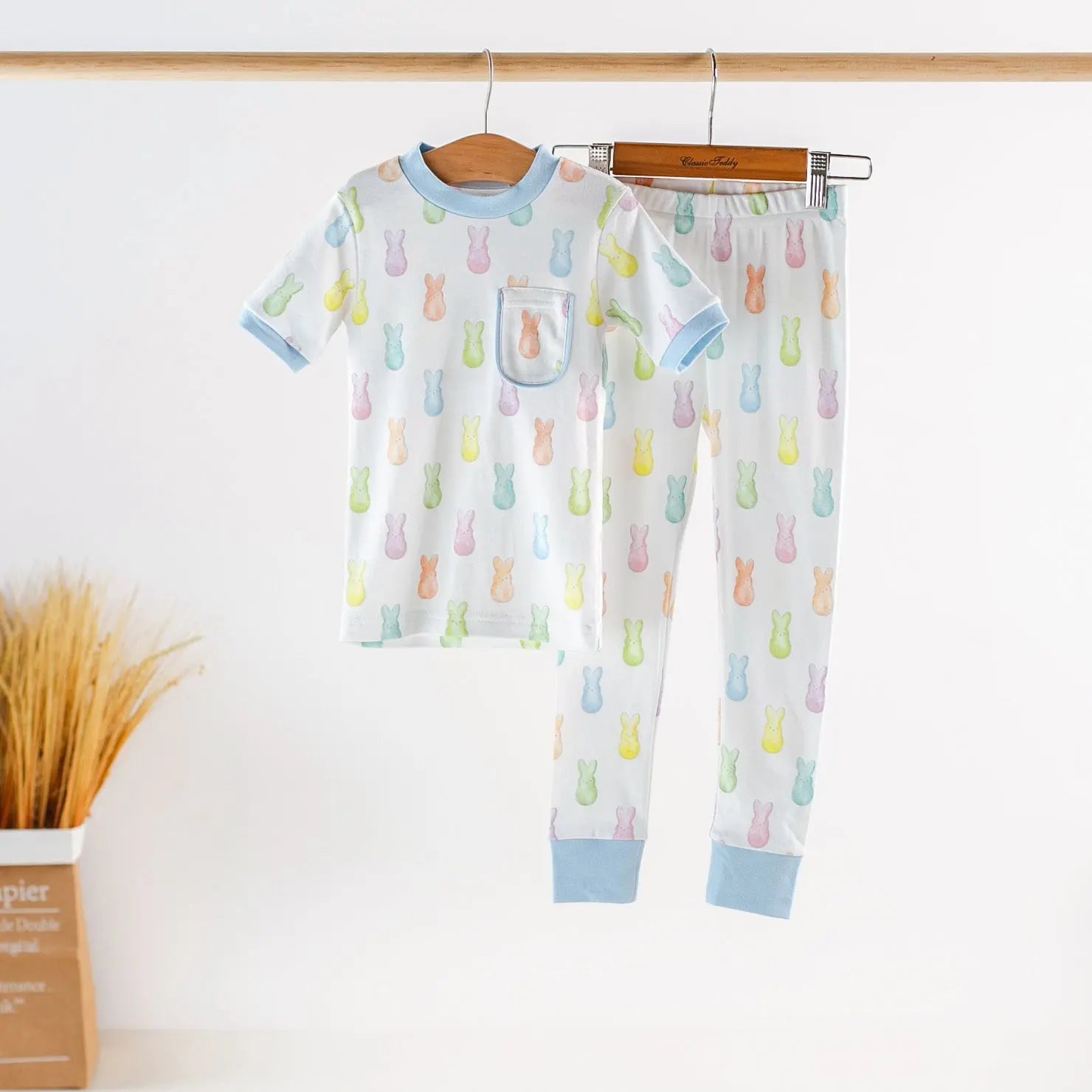 Hoppy Easter Organic Cotton Kids Pajamas by Nola Tawk, Southern food gift main product photo