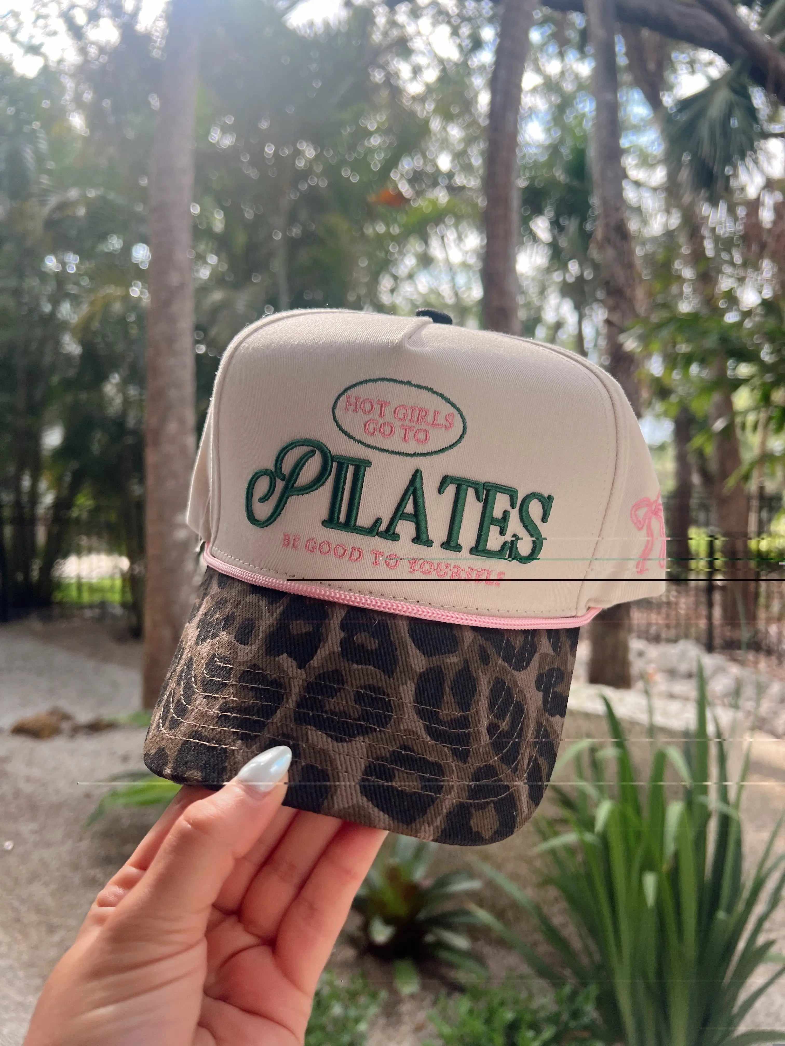 Hot Girls go to Pilates - Leopard Vintage Hat by KenzKustomz, Southern lifestyle apparel detail photo 2