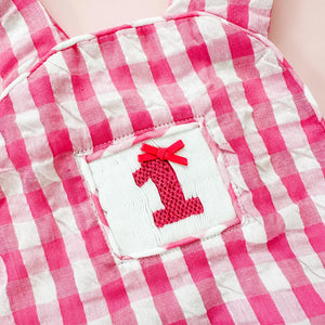 Hot Pink First Birthday Bubble by Seven Lantern Lane, children's boutique clothing detail photo 13