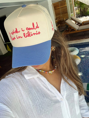 I Wish I Could Live in Bikinis - Periwinkle Vintage Trucker Hat KenzKustomz
