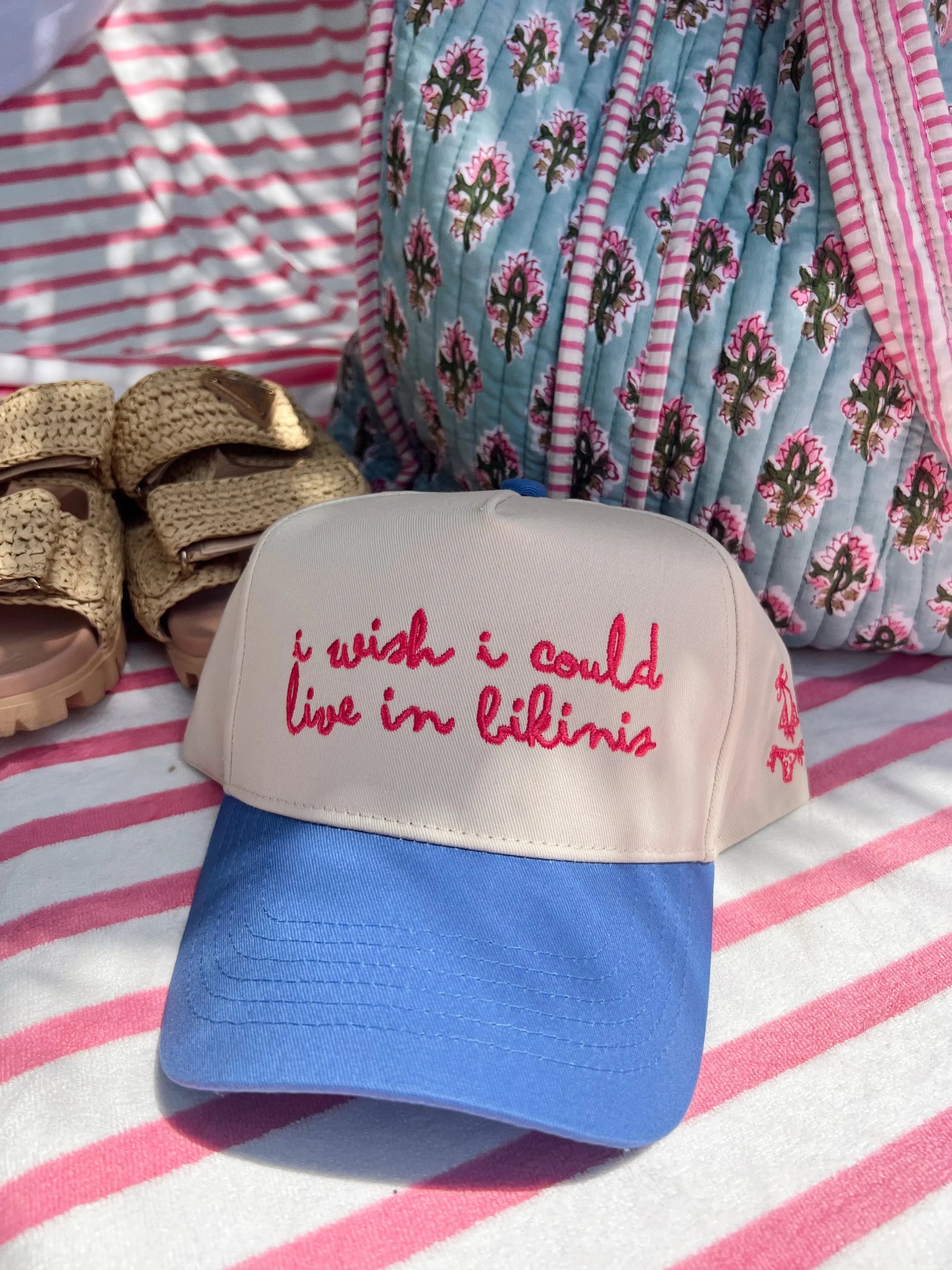 I Wish I Could Live in Bikinis - Periwinkle Vintage Trucker Hat KenzKustomz