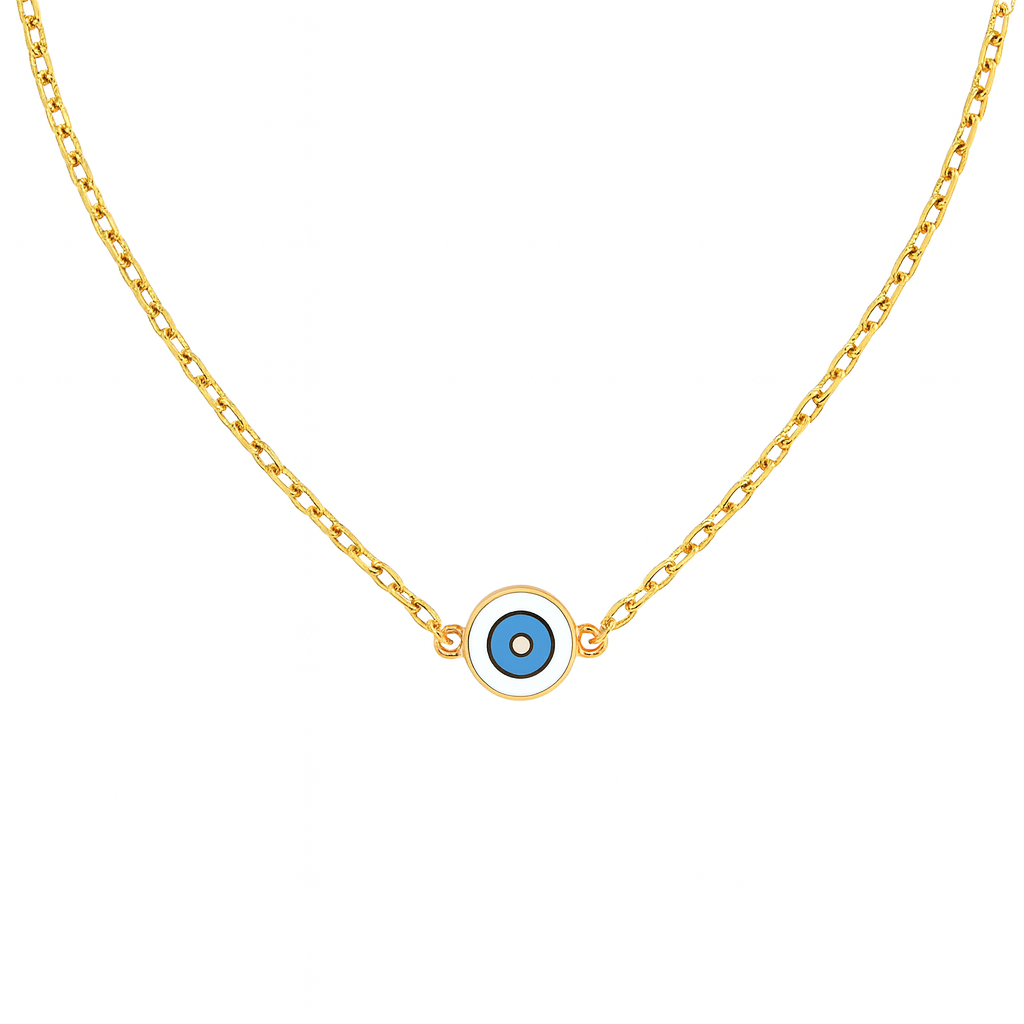 Delilah Evil Eye Necklace | White | Gold Vermeil handmade jewelry by Ke Bella