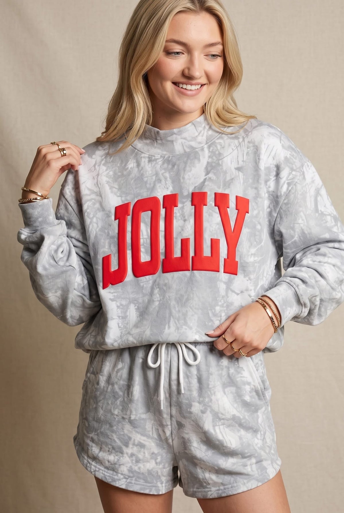 PREORDER (estimated 11/10 ship date!!) JOLLY White Wash Camo Mock Neck Sweatshirt by Southern Bliss Company