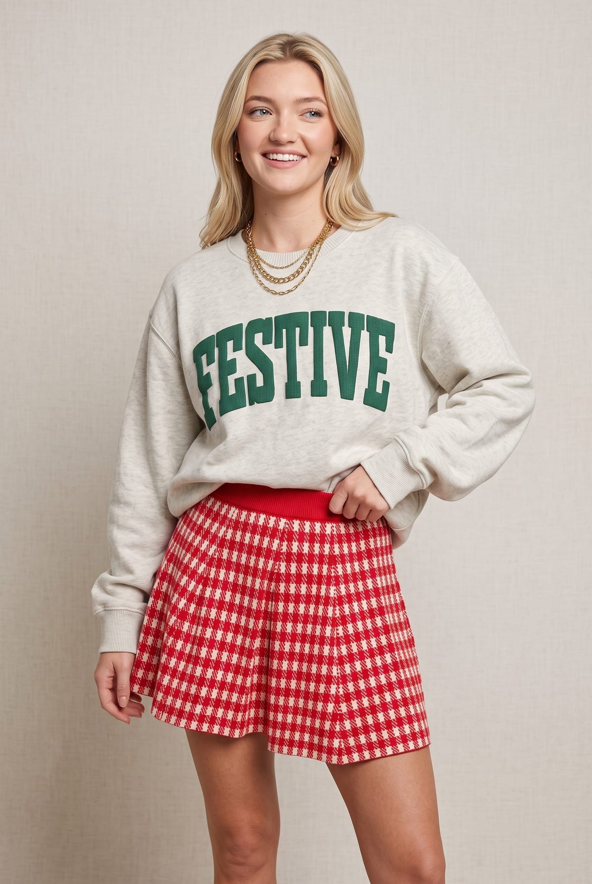 Festive Oatmeal Knit Sweatshirt by Southern Bliss Company