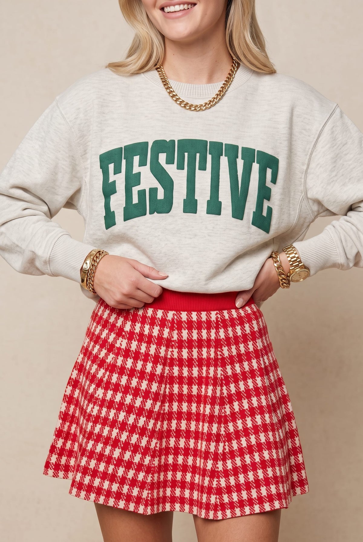 Festive Oatmeal Knit Sweatshirt by Southern Bliss Company – view 2