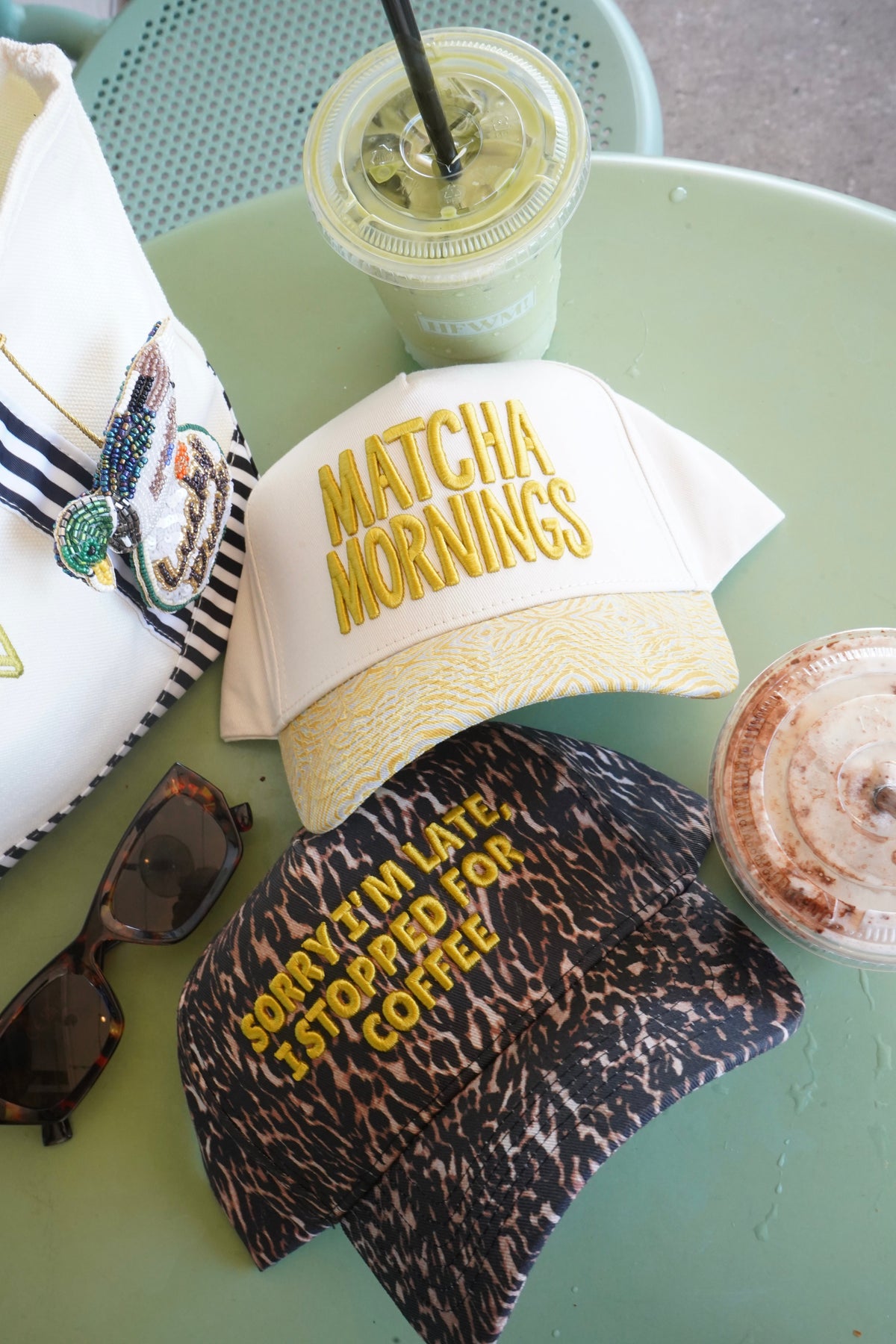 Sorry I'm Late, I Stopped for Coffee - Luxe Leopard Trucker Hat by KenzKustomz, view 36