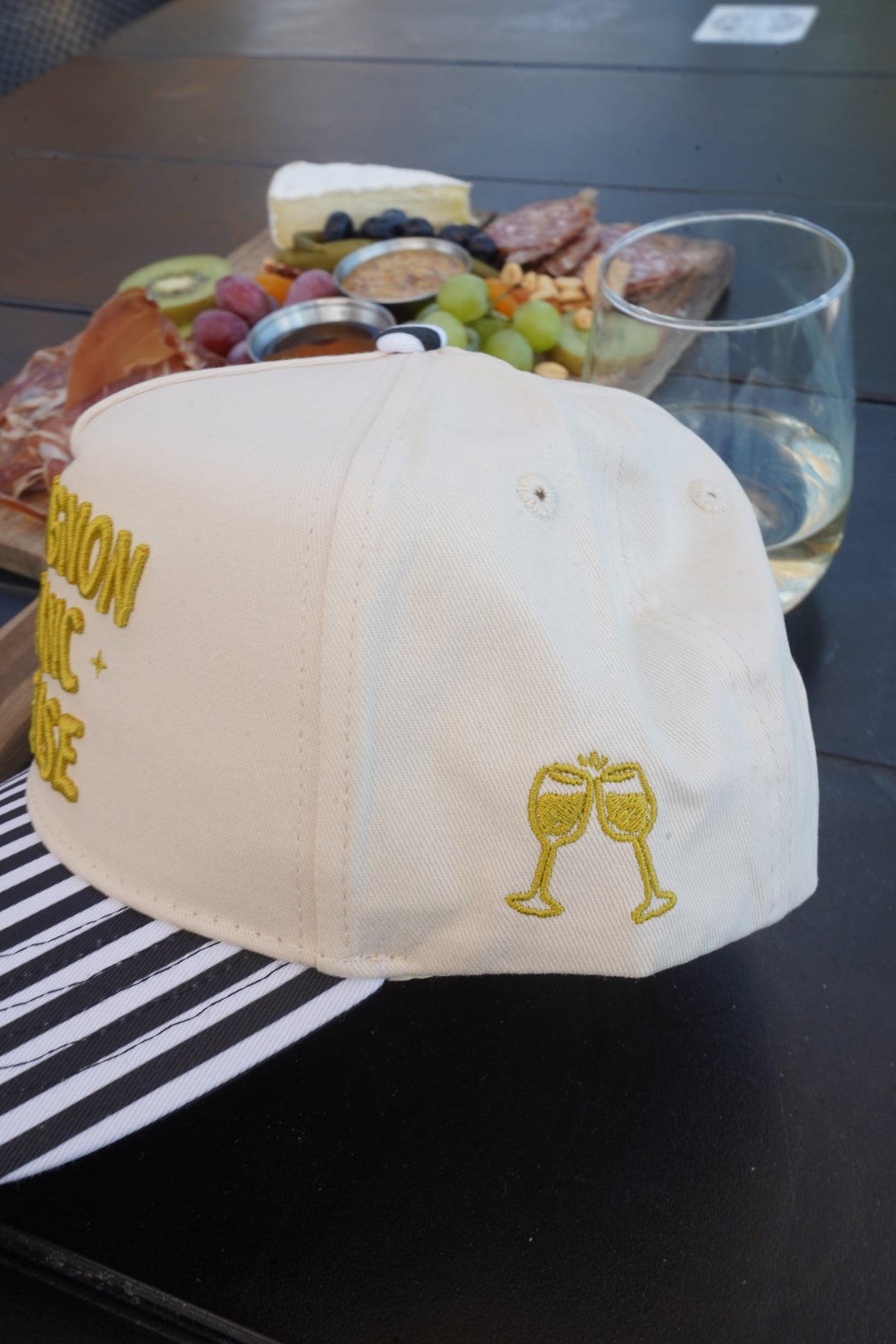 Sauvignon Blanc Please - Black & White Stripe Trucker Hat by KenzKustomz, view 26