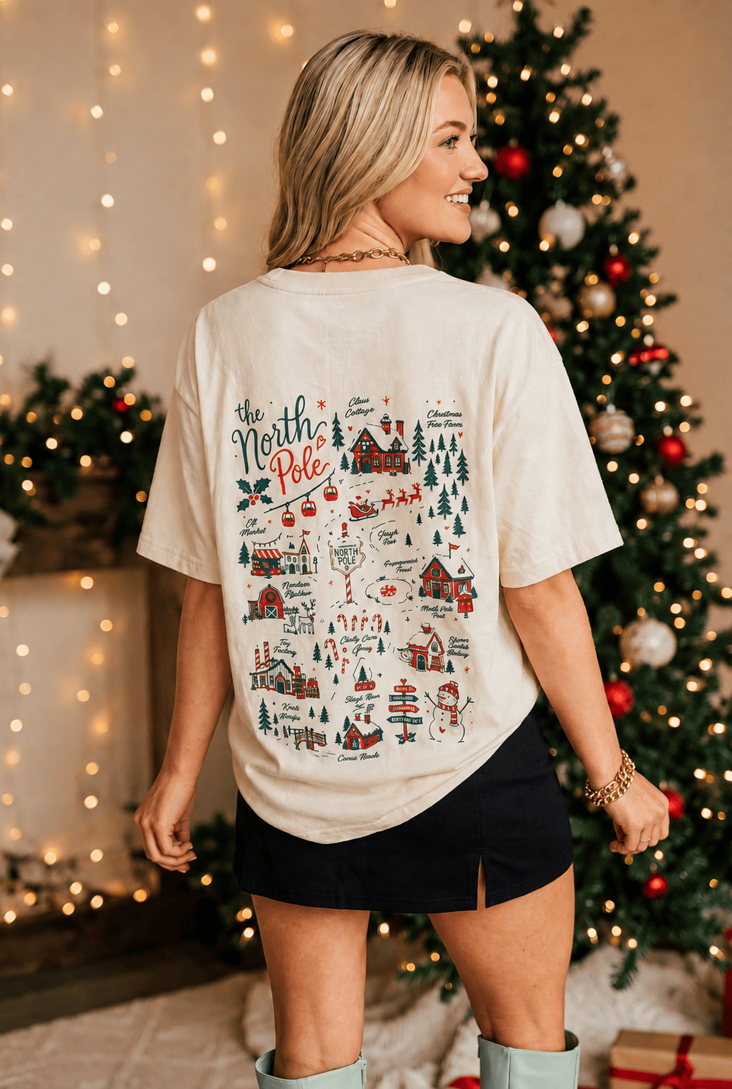 Take Me To The North Pole Ivory Mock Neck Tee by Southern Bliss Company – view 2