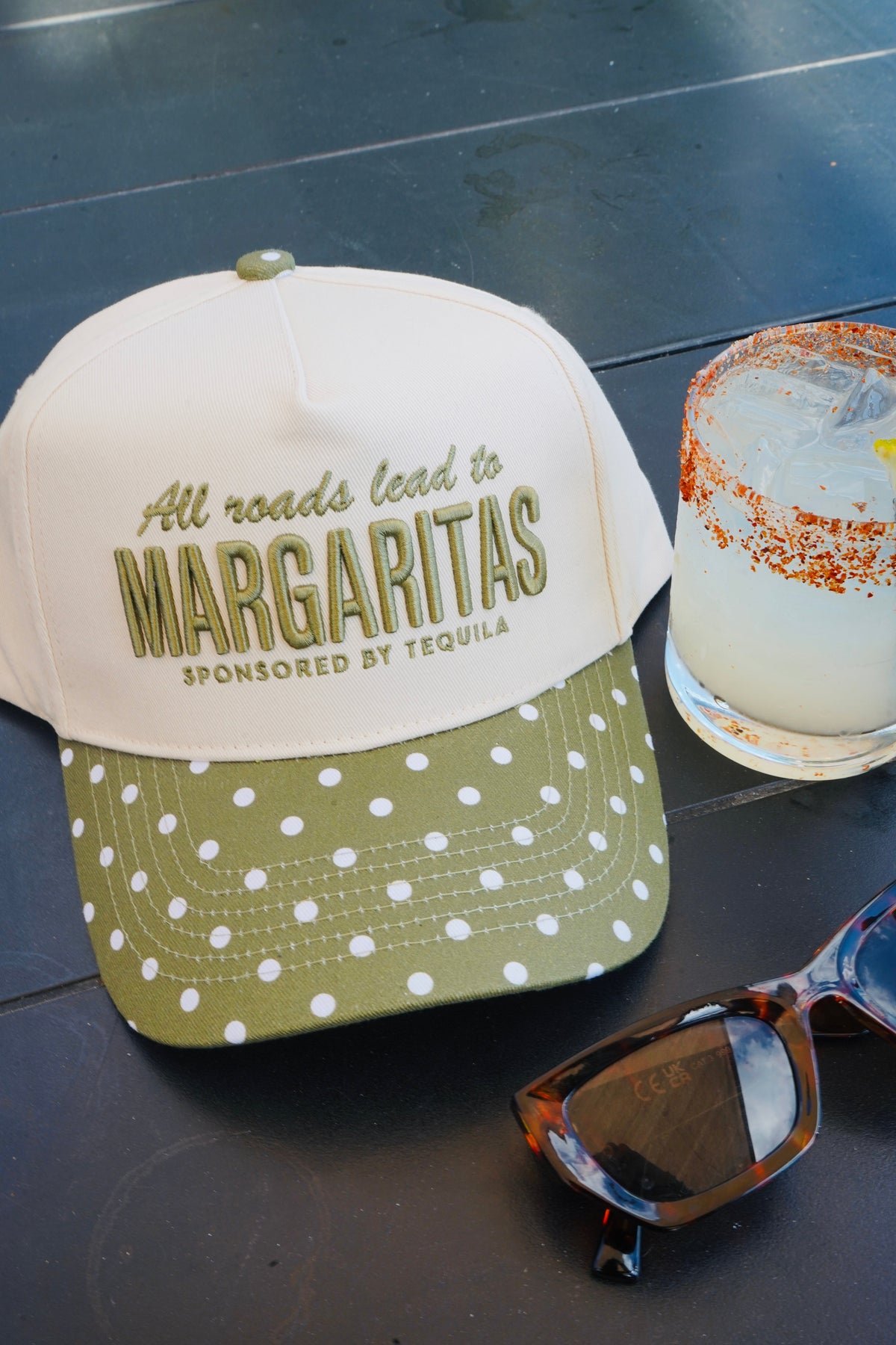 All Roads Lead to Margaritas - Green Polka Dot Trucker Hat by KenzKustomz, view 13