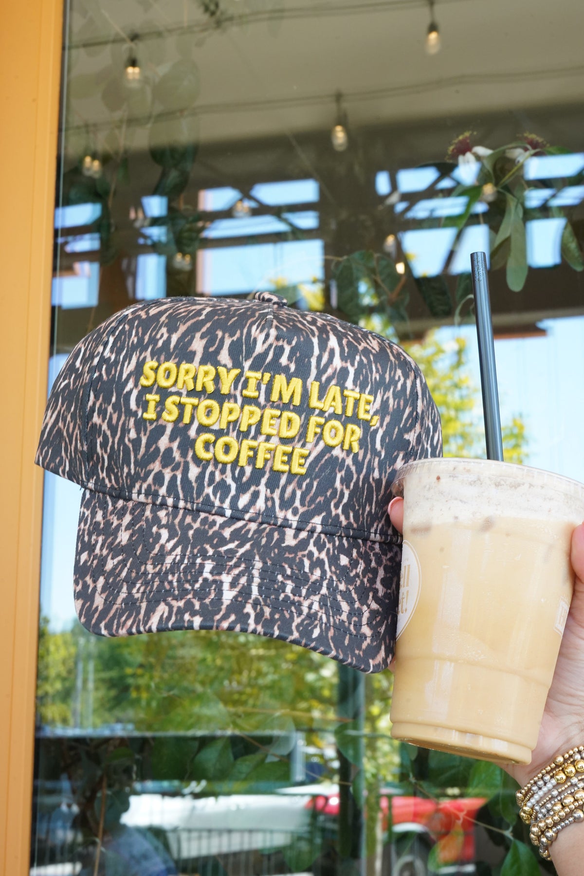 Sorry I'm Late, I Stopped for Coffee - Luxe Leopard Trucker Hat by KenzKustomz, view 17