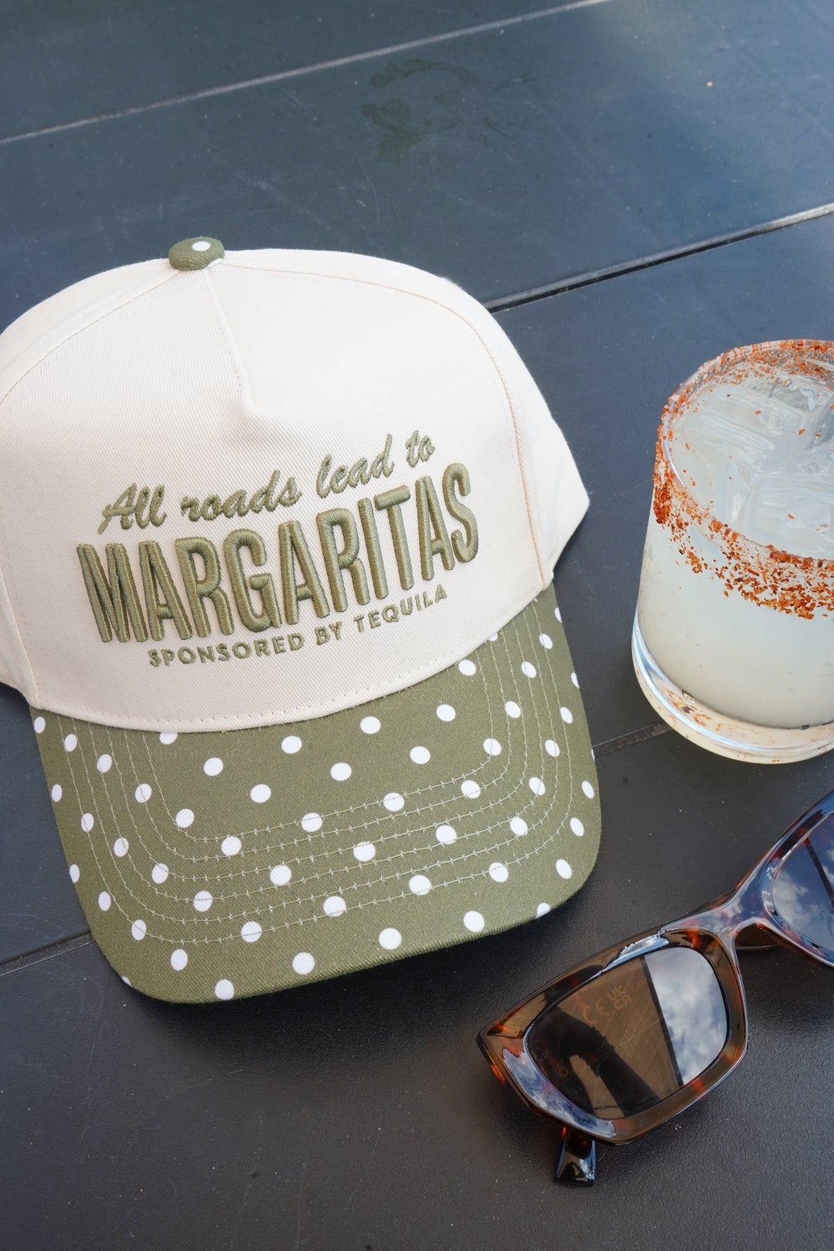 All Roads Lead to Margaritas - Green Polka Dot Trucker Hat by KenzKustomz, view 18