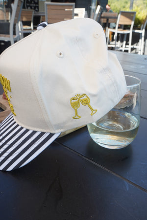 Sauvignon Blanc Please - Black & White Stripe Trucker Hat by KenzKustomz, view 22