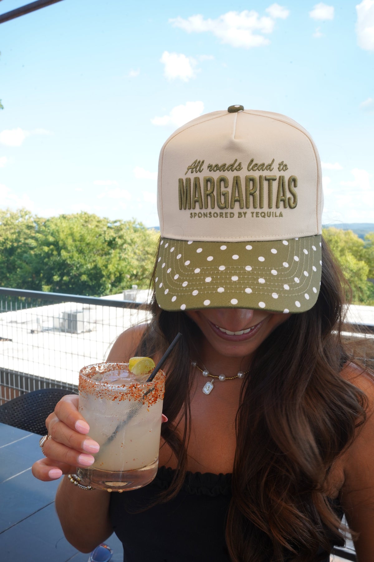 All Roads Lead to Margaritas - Green Polka Dot Trucker Hat by KenzKustomz, view 3
