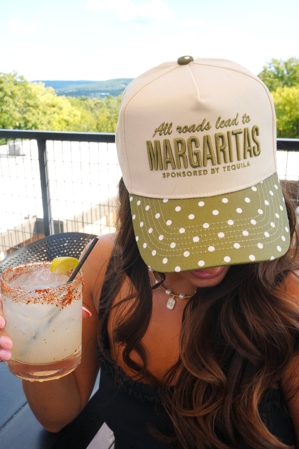All Roads Lead to Margaritas - Green Polka Dot Trucker Hat by KenzKustomz, view 6