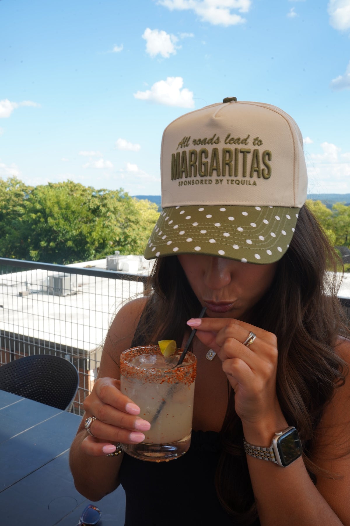 All Roads Lead to Margaritas - Green Polka Dot Trucker Hat by KenzKustomz, view 8