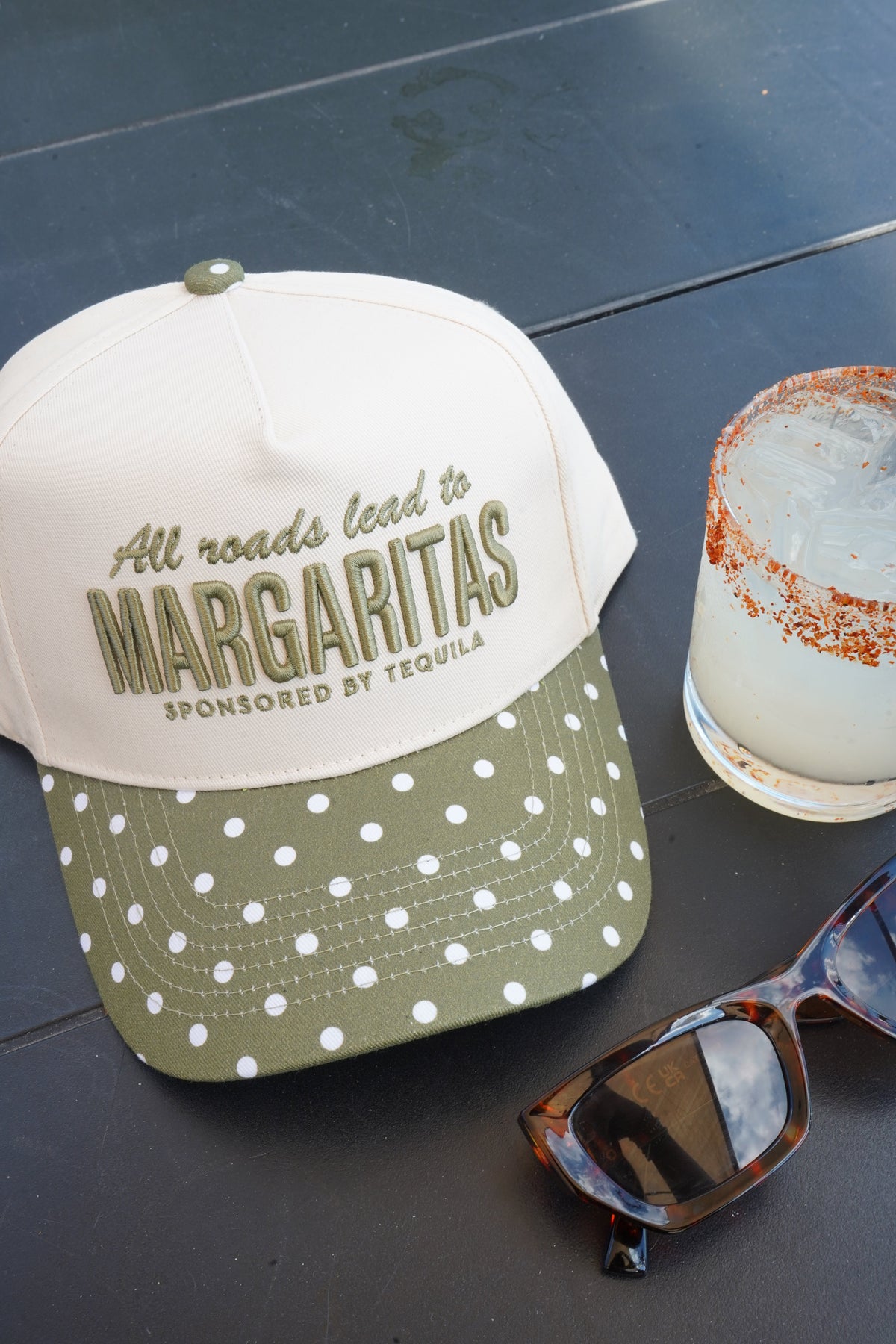 All Roads Lead to Margaritas - Green Polka Dot Trucker Hat by KenzKustomz, view 9