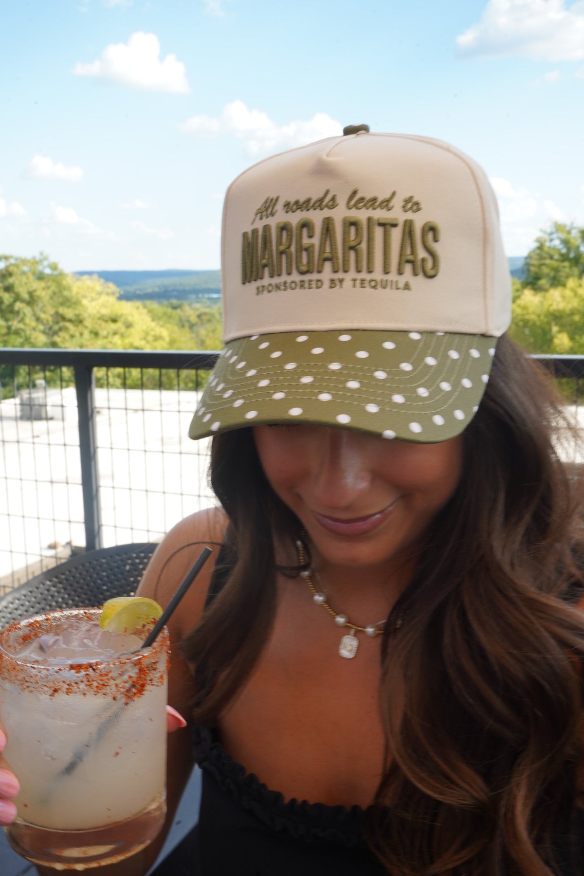 All Roads Lead to Margaritas - Green Polka Dot Trucker Hat by KenzKustomz, view 10