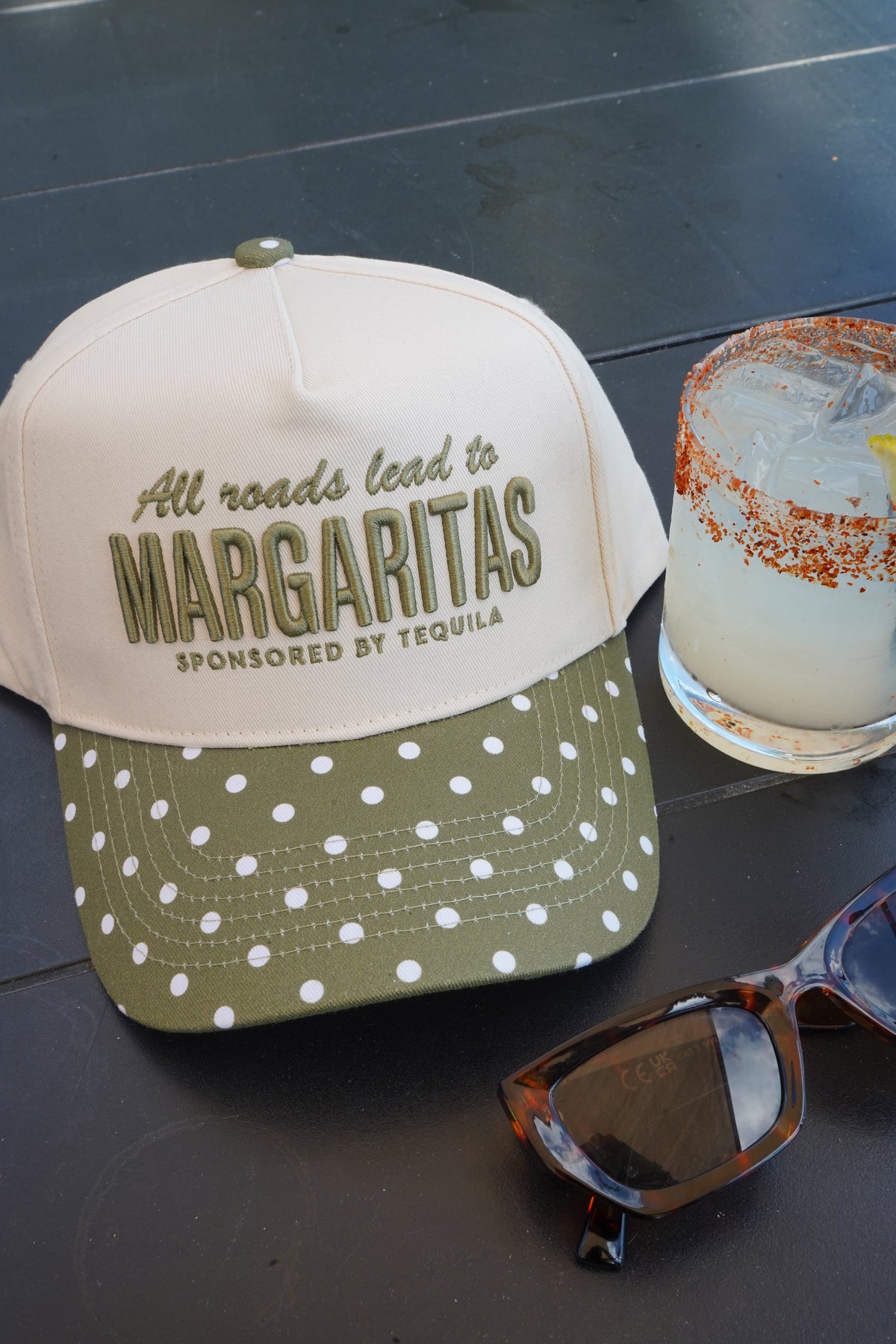 All Roads Lead to Margaritas - Green Polka Dot Trucker Hat by KenzKustomz, view 16