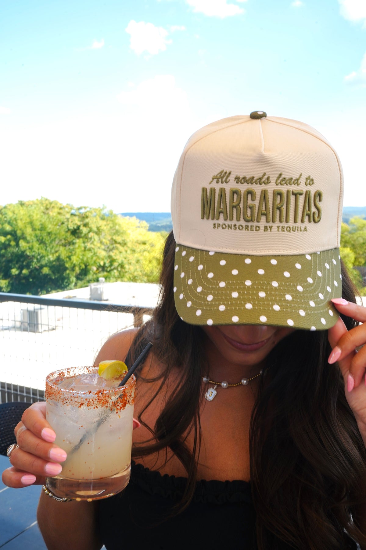 All Roads Lead to Margaritas - Green Polka Dot Trucker Hat by KenzKustomz, view 24