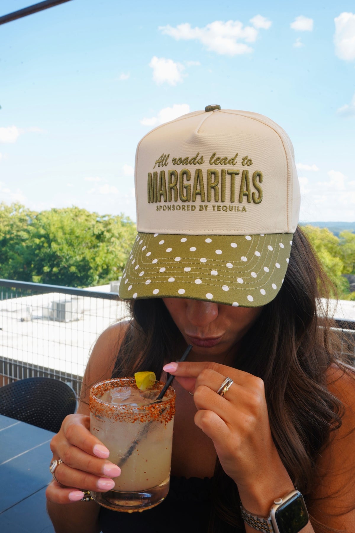 All Roads Lead to Margaritas - Green Polka Dot Trucker Hat by KenzKustomz, view 26