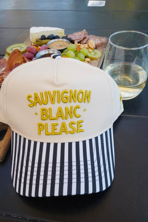 Sauvignon Blanc Please - Black & White Stripe Trucker Hat by KenzKustomz, view 27