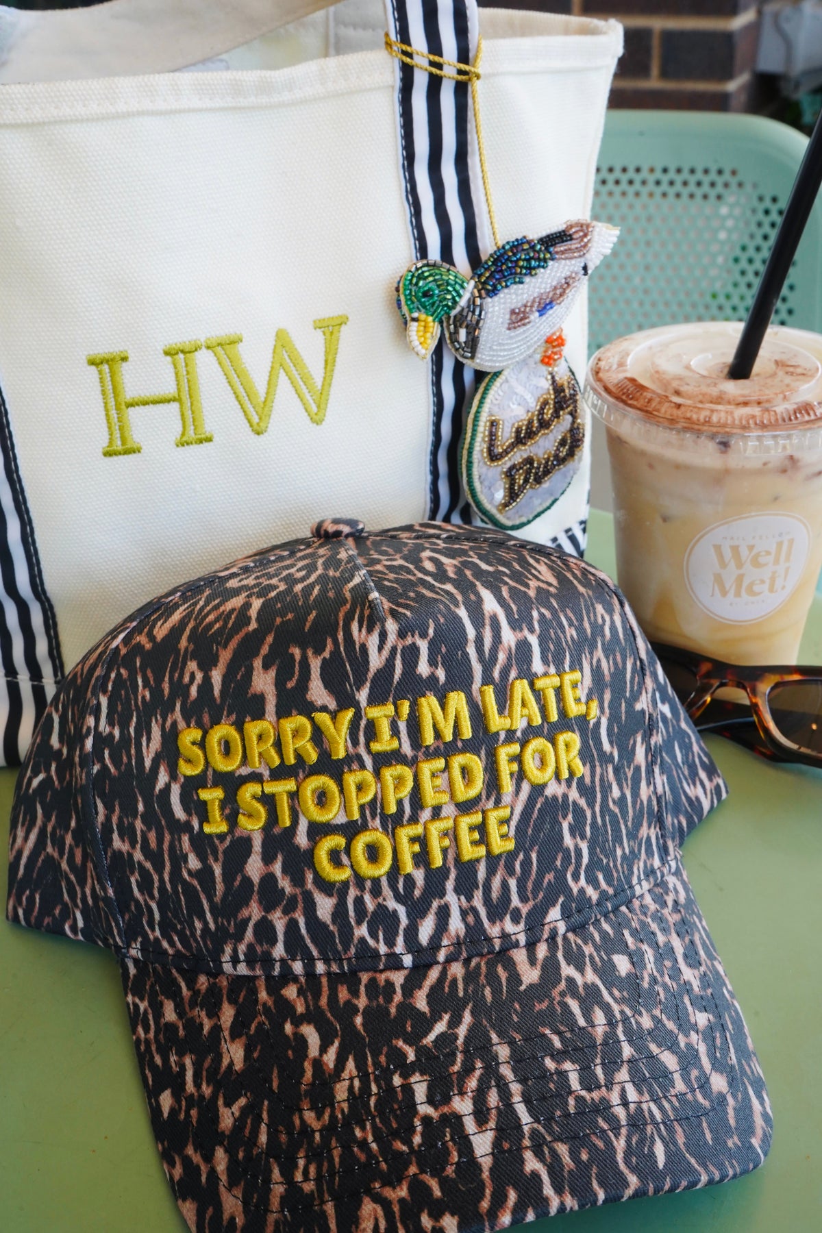 Sorry I'm Late, I Stopped for Coffee - Luxe Leopard Trucker Hat by KenzKustomz, view 19