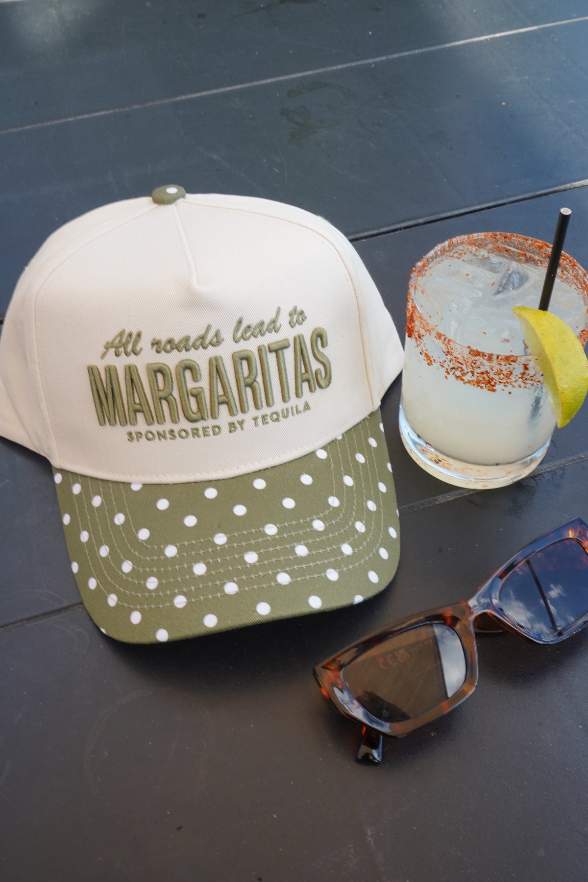 All Roads Lead to Margaritas - Green Polka Dot Trucker Hat by KenzKustomz, view 17