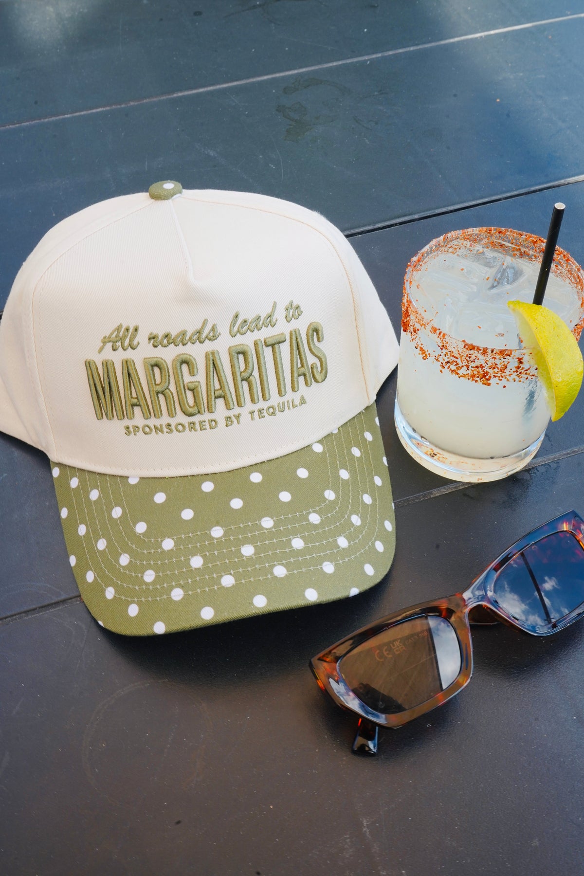 All Roads Lead to Margaritas - Green Polka Dot Trucker Hat by KenzKustomz, view 22