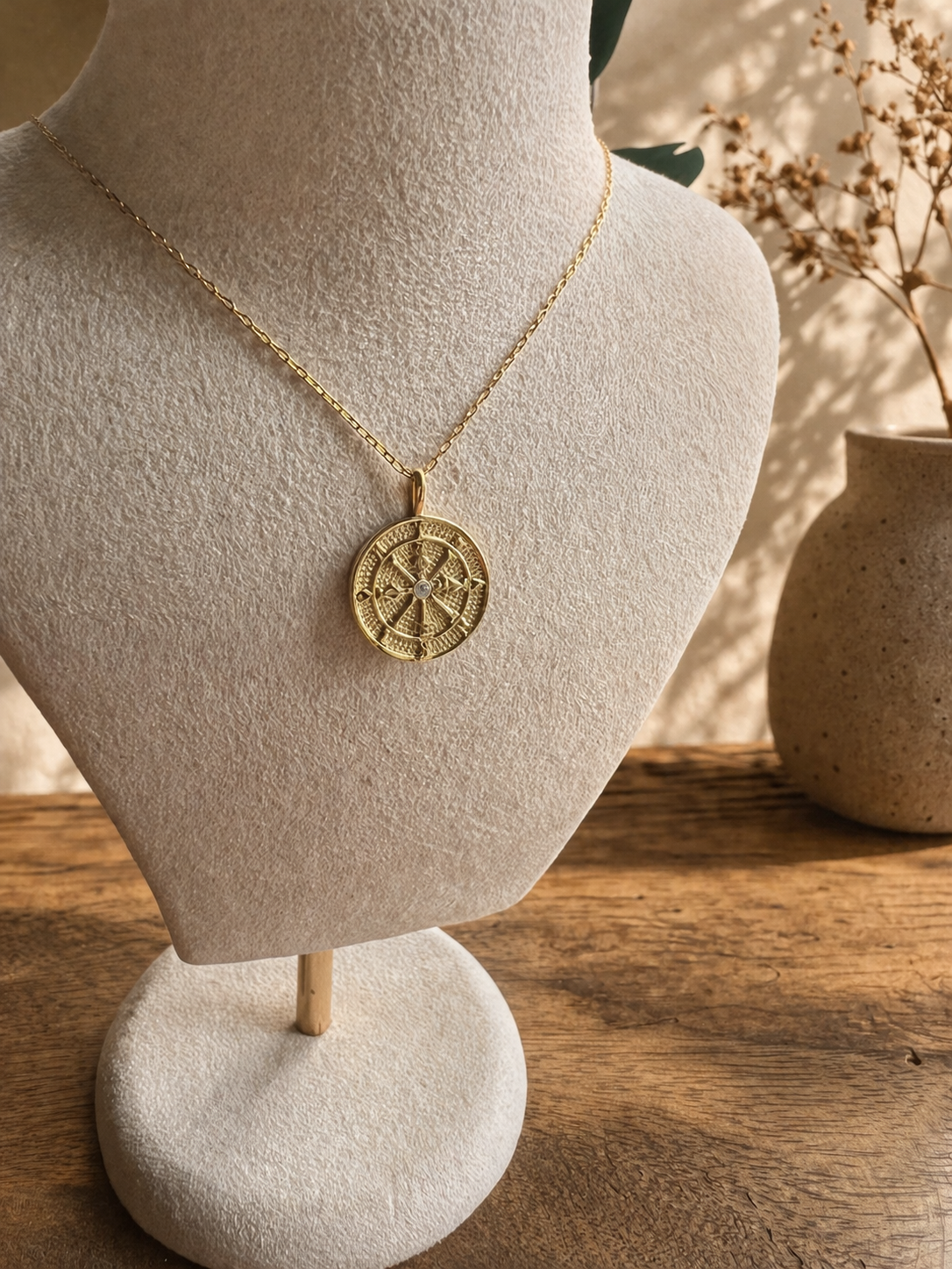 Compass Coin Necklace | Sterling Silver by Ke Bella, additional product image 7
