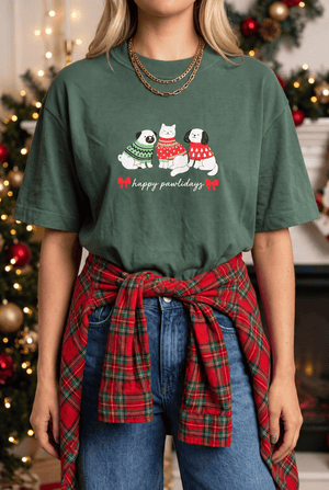 Happy Pawlidays Green Vintage Boxy Tee