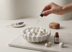 Fluted bowl with diffuser stones by Believe Candle – product view 2