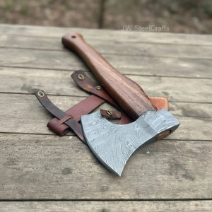 Viking Bearded Axe Damascus head Wood Handle