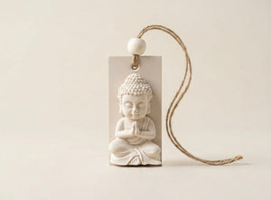 Buddha hanging diffuser stone with jute cord by Believe Candle – product view 1