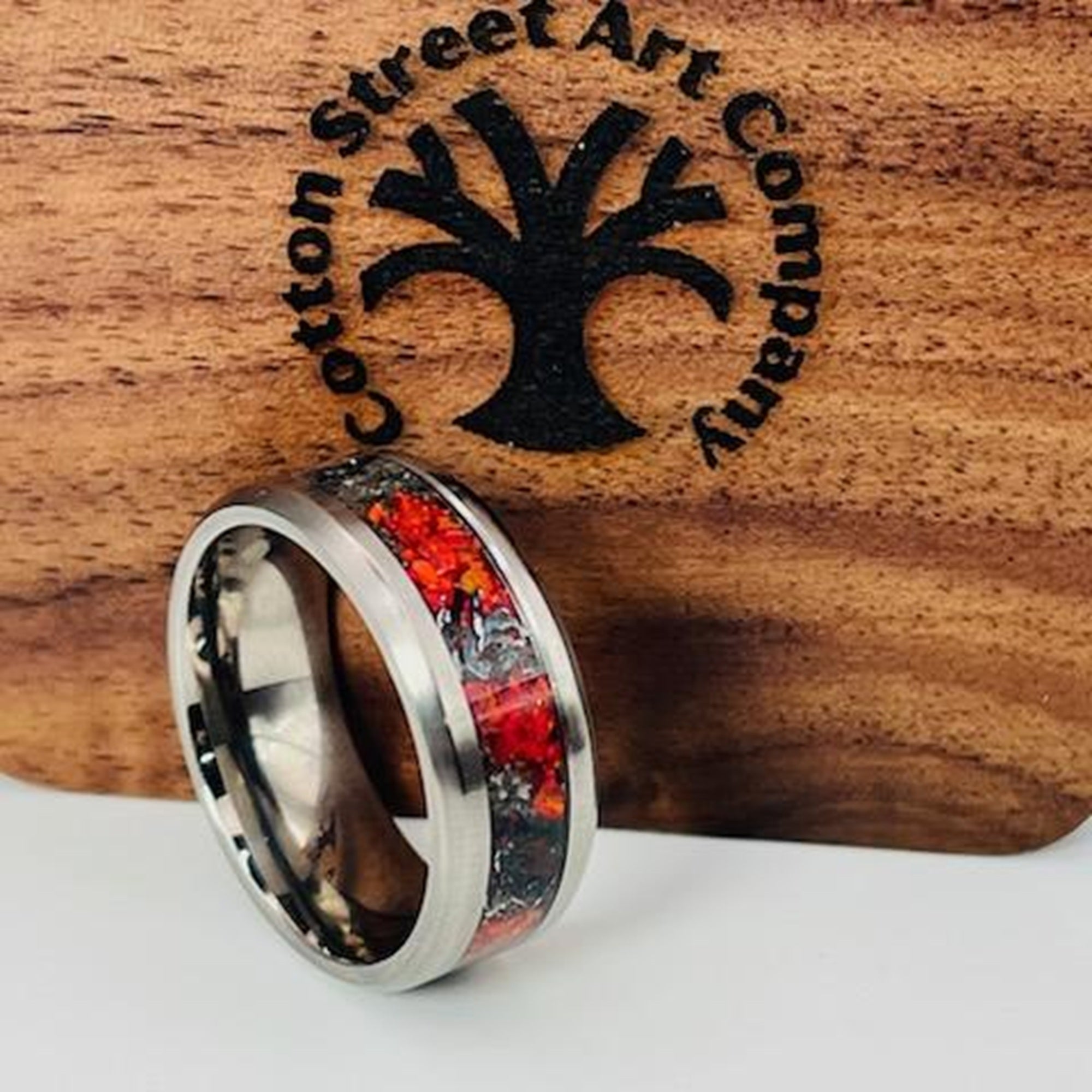 The Cosmic Phoenix Memorial Ring by Cotton Street Art Company, handmade jewelry main product photo