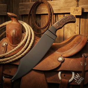 Hand-Forged High Carbon Steel Bowie Knife – 13-Inch Trailing Point