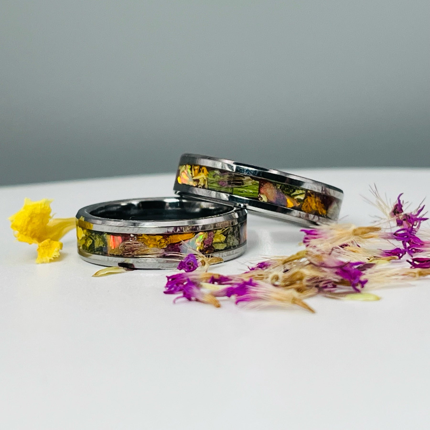Dried Flowers & Opal Ring ~ Handmade with the Flowers You Send