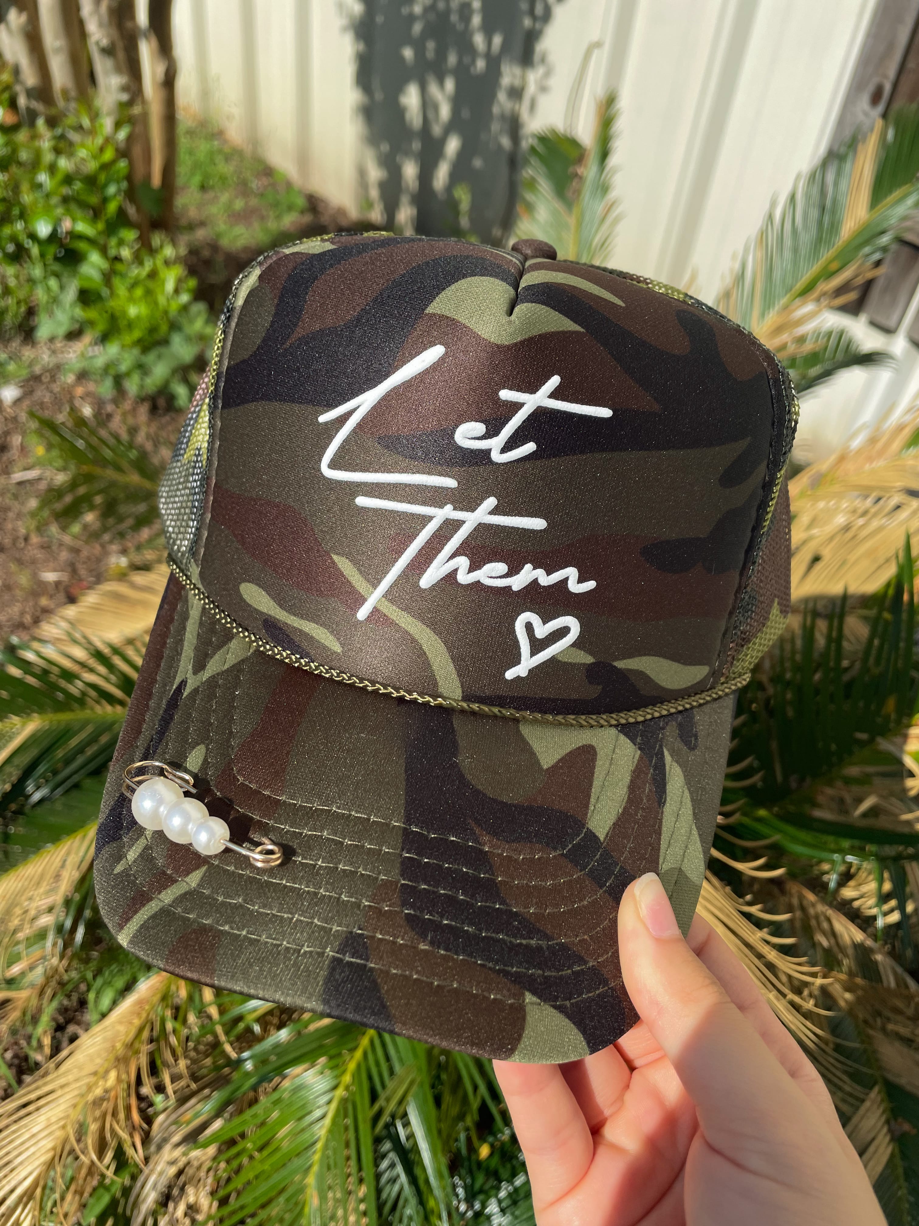 Let Them Full Camo Trucker by Southern Bliss Company, custom hat main product photo
